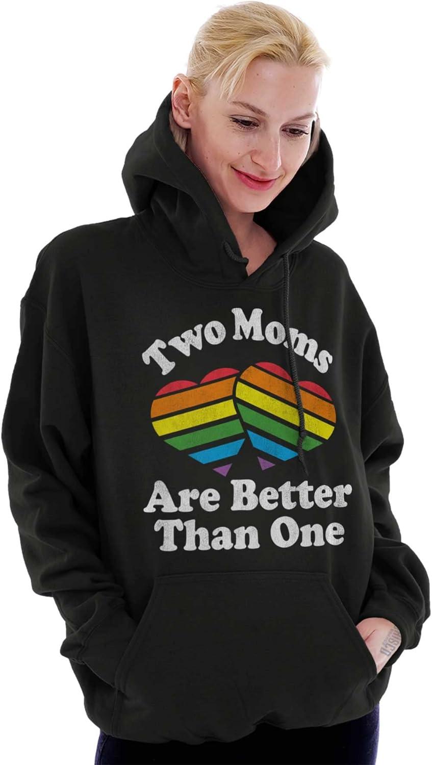 imageBrisco Brands Two Moms are Better than One LGBTQ Hoodie Sweatshirt WomenBlack