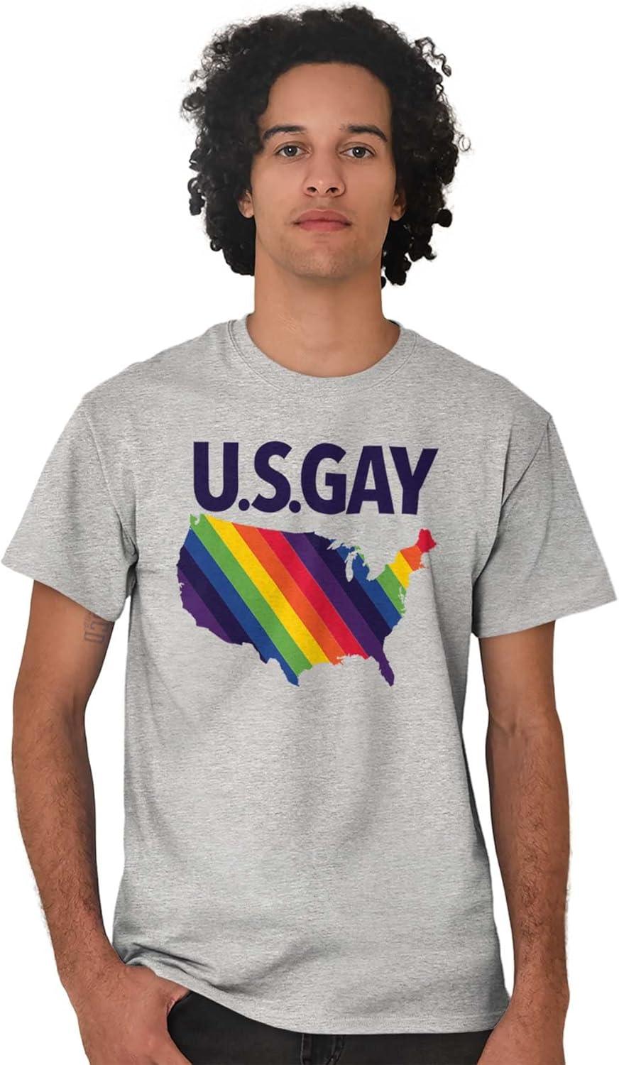 imageGay in The USA LGBTQ American Pride Graphic T Shirt Men or WomenSport Grey