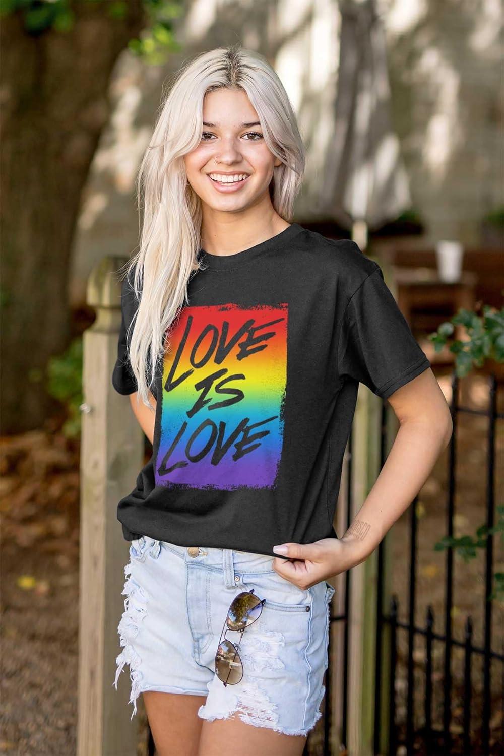 imageLGBT Love is Love Gay Pride Rainbow Graphic T Shirt Men or WomenBlack
