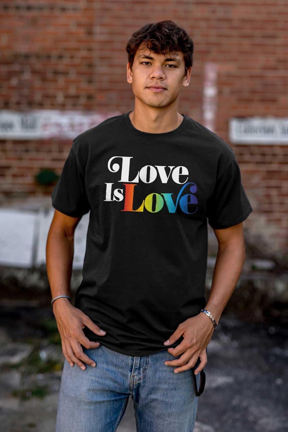imageLove is Love LGBT Gay Pride Rainbow Graphic T Shirt Men or WomenBlack