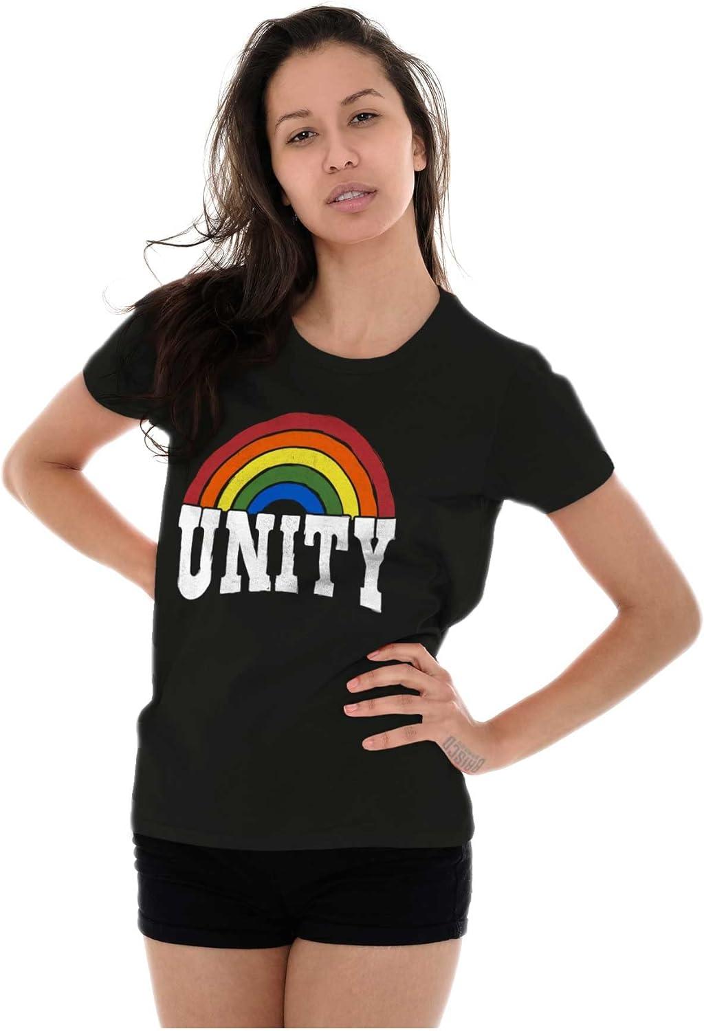 imageUnity Rainbow Social Justice Equality Womens Slim Fit Graphic TeeBlack