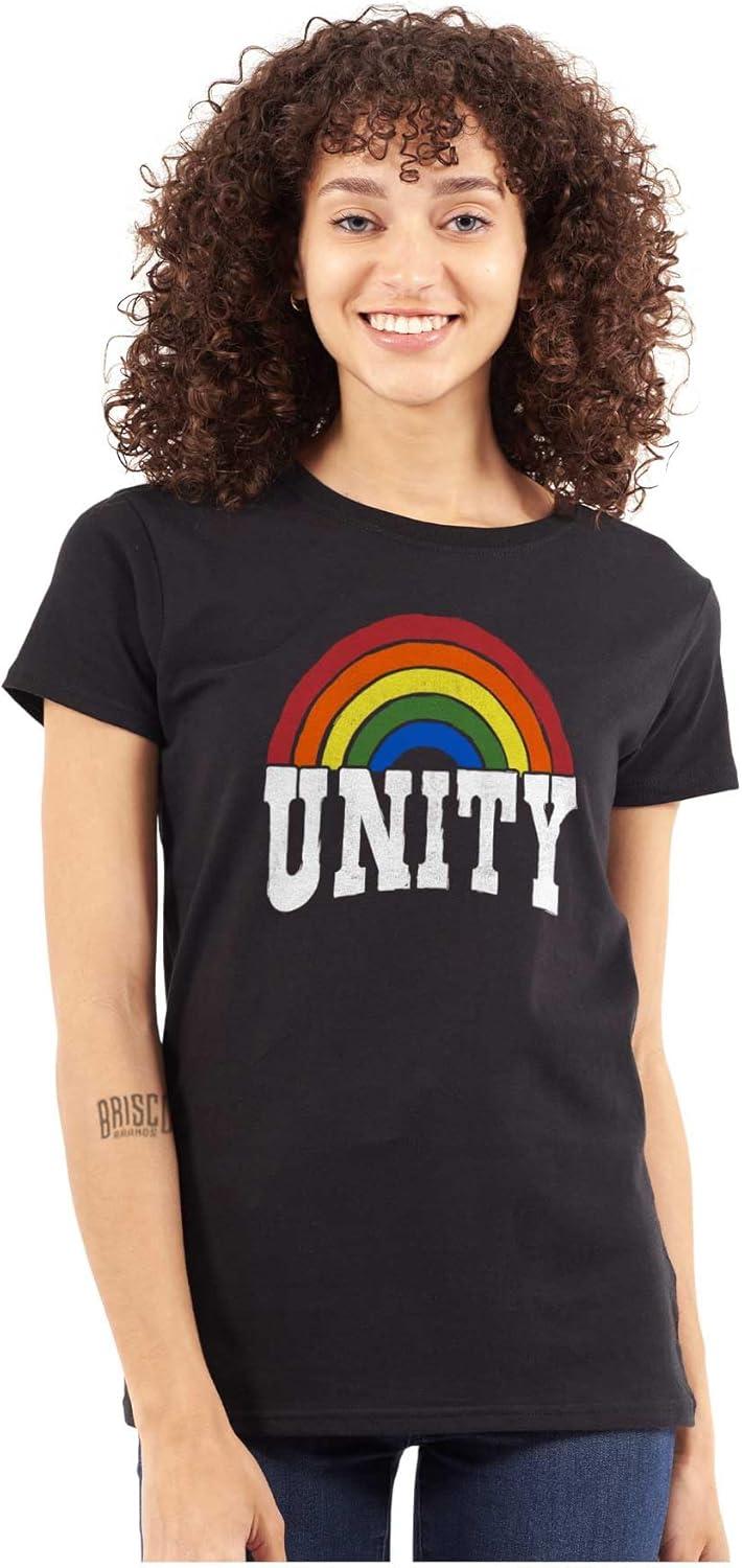 imageUnity Rainbow Social Justice Equality Womens Slim Fit Graphic TeeBlack