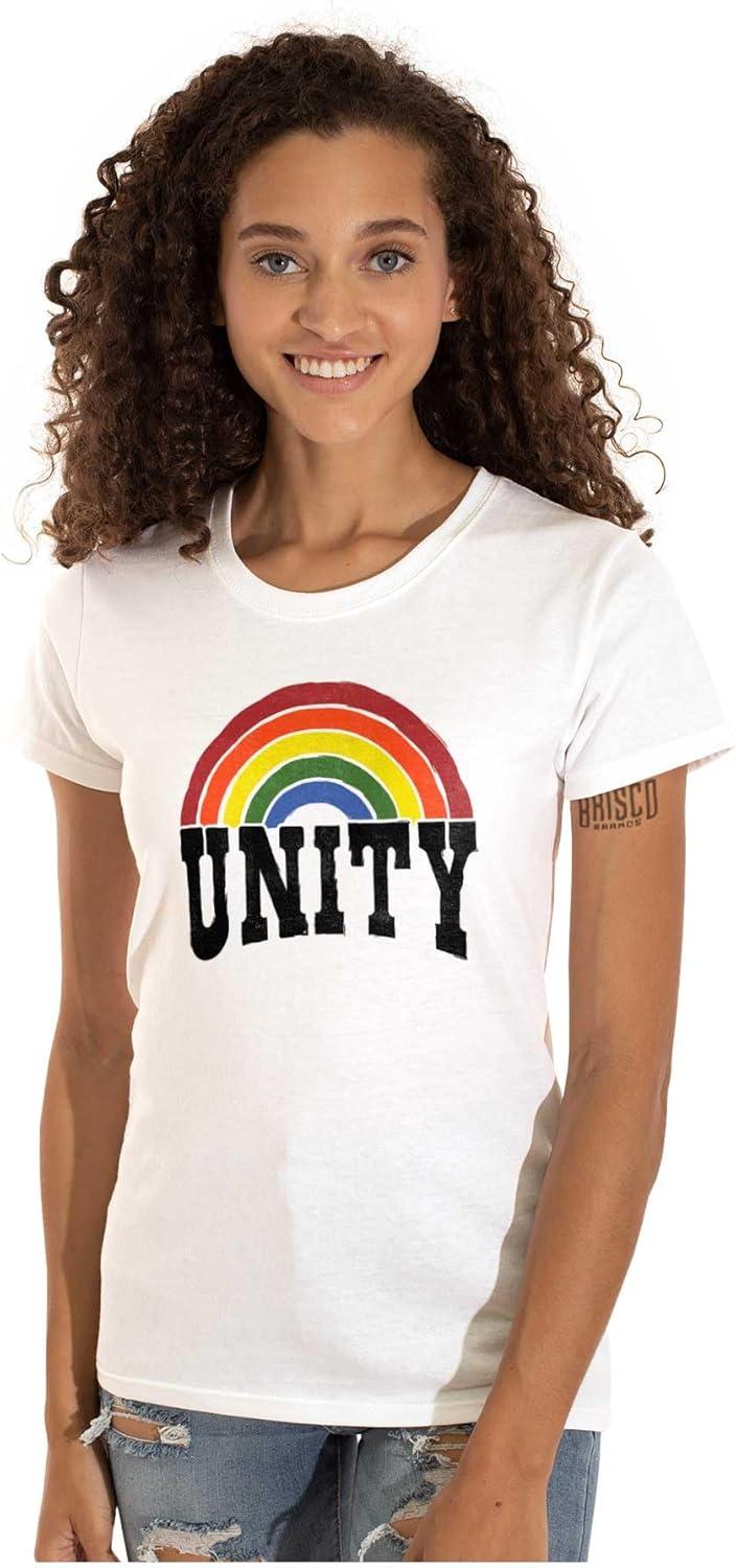 imageUnity Rainbow Social Justice Equality Womens Slim Fit Graphic TeeWhite