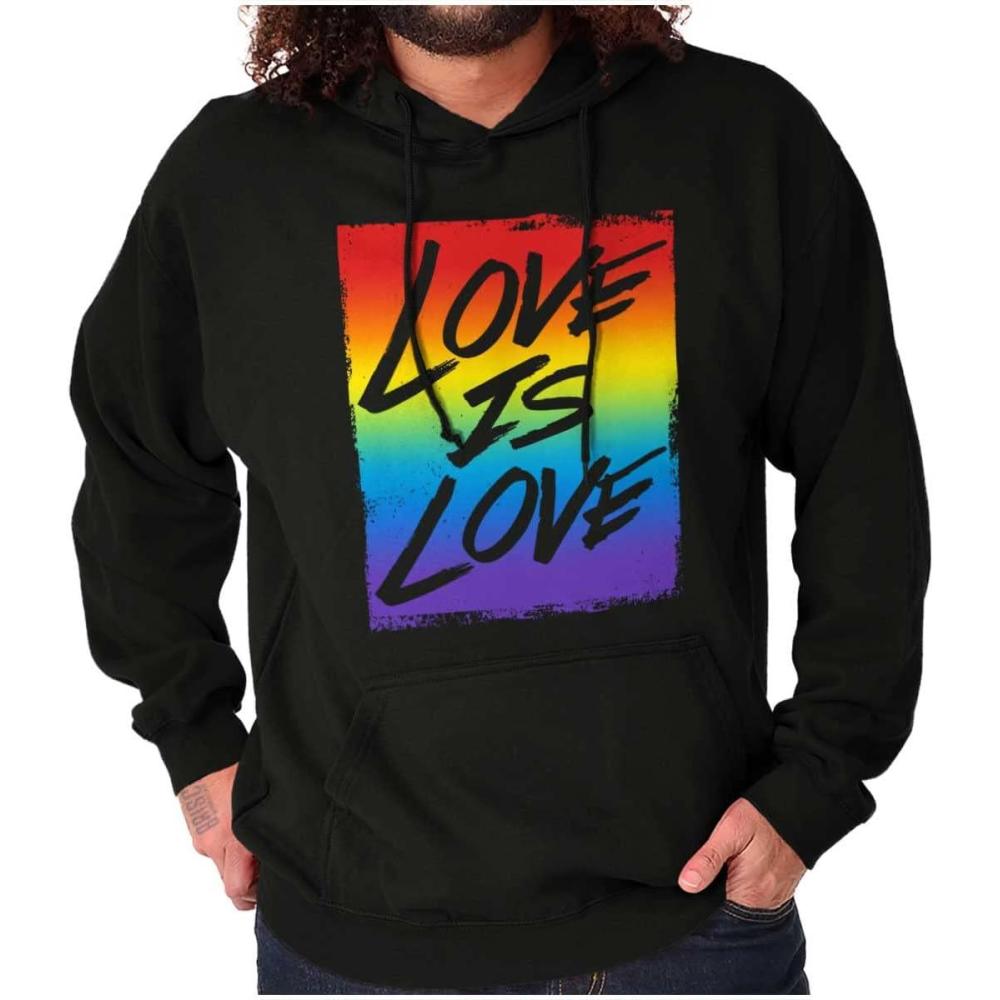 imageBrisco Brands LGBT Love is Love Gay Pride Rainbow Hoodie Sweatshirt Women MenBlack