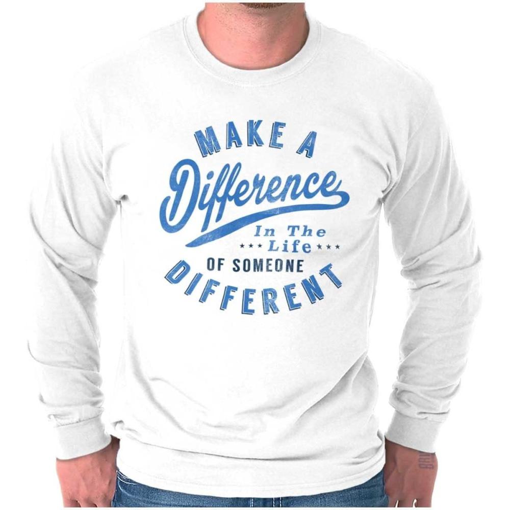 imageBrisco Brands Make a Difference Autism Awareness Long Sleeve Tshirt Men WomenWhite