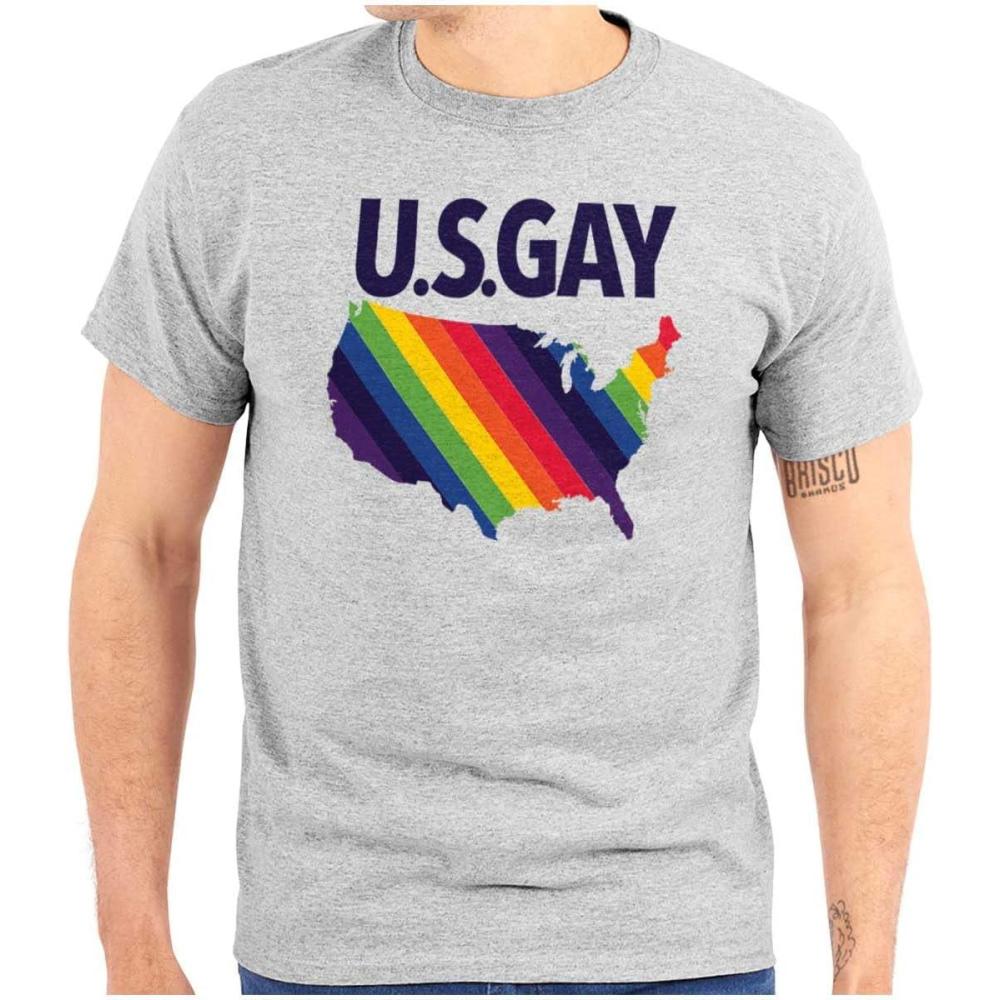 imageGay in The USA LGBTQ American Pride Graphic T Shirt Men or WomenSport Grey
