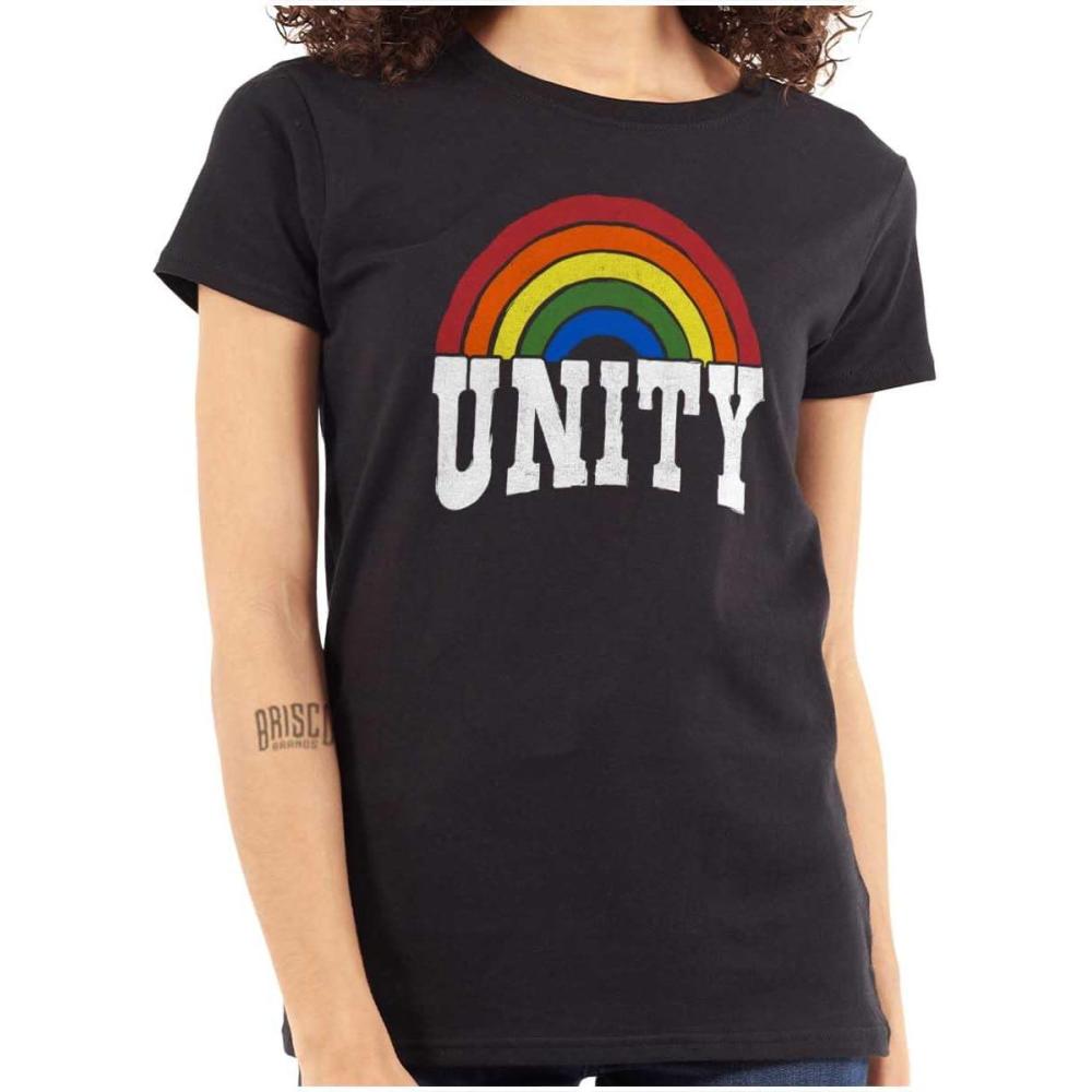 imageUnity Rainbow Social Justice Equality Womens Slim Fit Graphic TeeBlack