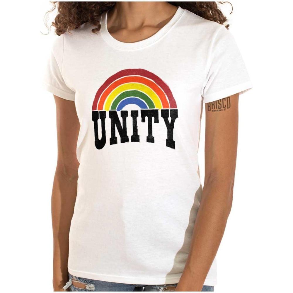 imageUnity Rainbow Social Justice Equality Womens Slim Fit Graphic TeeWhite