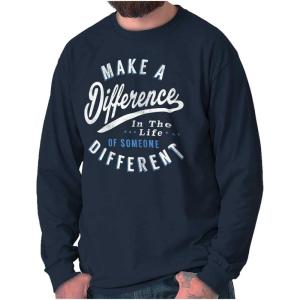 Brisco Brands Make a Difference Autism Awareness Long Sleeve Tshirt Men Women(Navy)