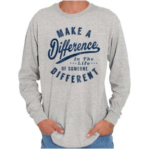 Brisco Brands Make a Difference Autism Awareness Long Sleeve Tshirt Men Women(Sport Grey)