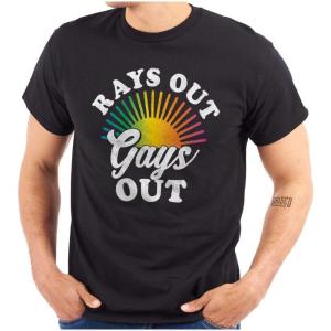 Brisco Brands Rays Out Gays Out LGBTQ Pride Summer Graphic T Shirt Men or Women(Black)
