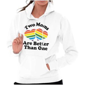Brisco Brands Two Moms are Better than One LGBTQ Hoodie Sweatshirt Women(White)