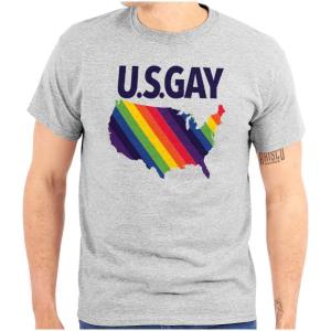 Gay in The USA LGBTQ American Pride Graphic T Shirt Men or Women(Sport Grey)