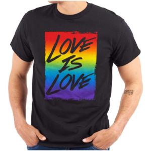 LGBT Love is Love Gay Pride Rainbow Graphic T Shirt Men or Women(Black)