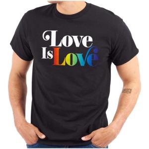 Love is Love LGBT Gay Pride Rainbow Graphic T Shirt Men or Women(Black)