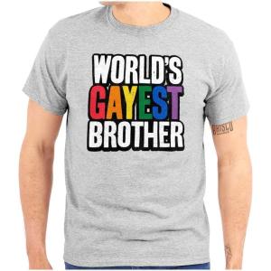Worlds Gayest Brother Sibling Pride Mens Graphic T Shirt Tees(Sport Grey)