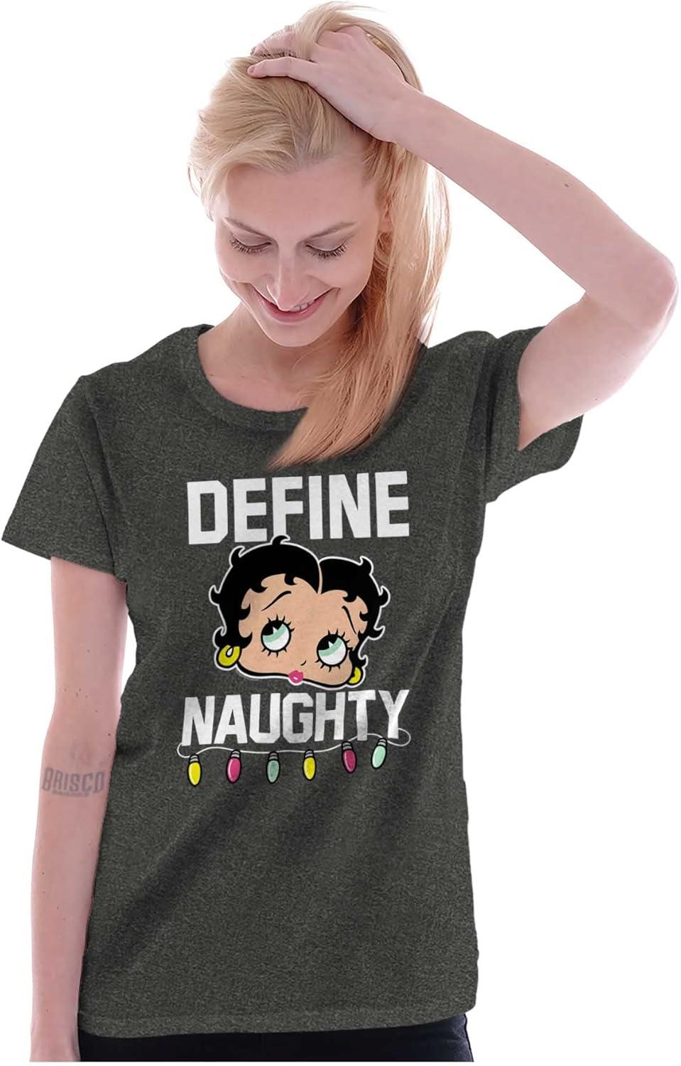 imageBetty Boop Christmas Define Naughty Womens Slim Fit Graphic TeeDark Heather