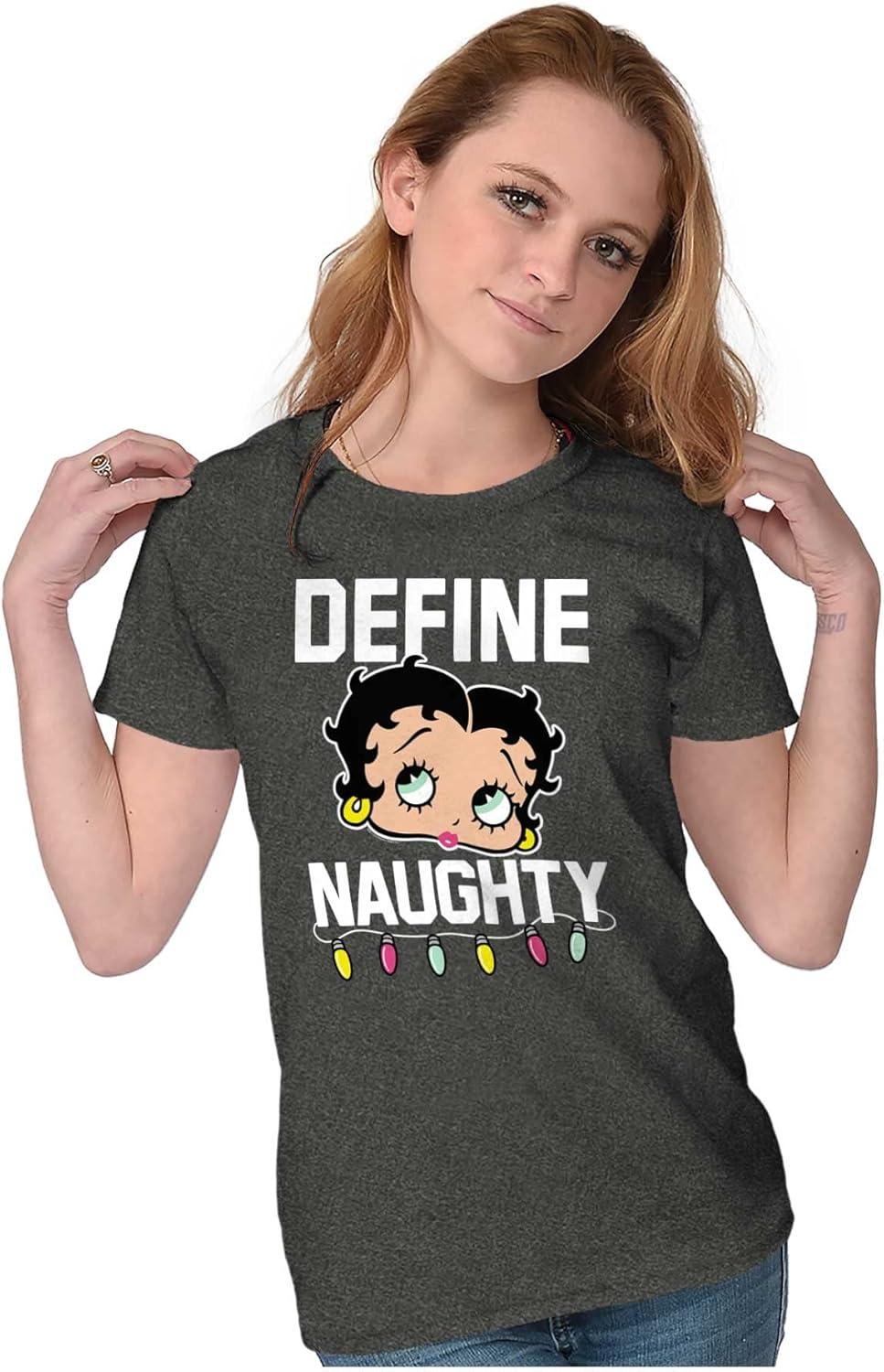 imageBetty Boop Christmas Define Naughty Womens Slim Fit Graphic TeeDark Heather