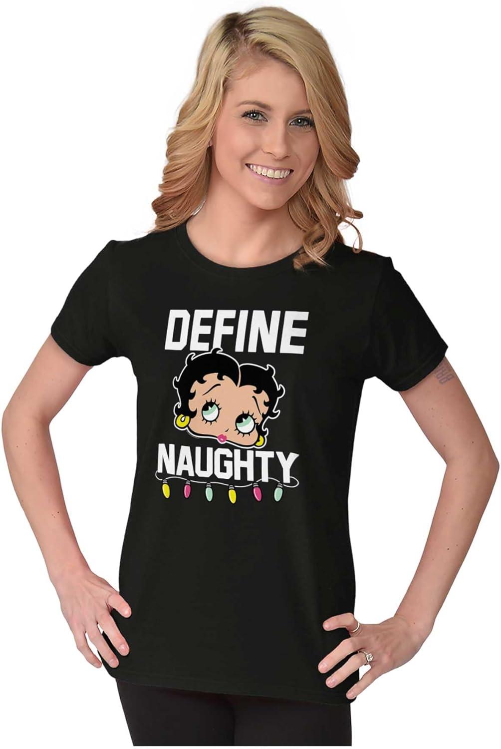 imageBetty Boop Christmas Define Naughty Womens Slim Fit Graphic TeeDark Heather