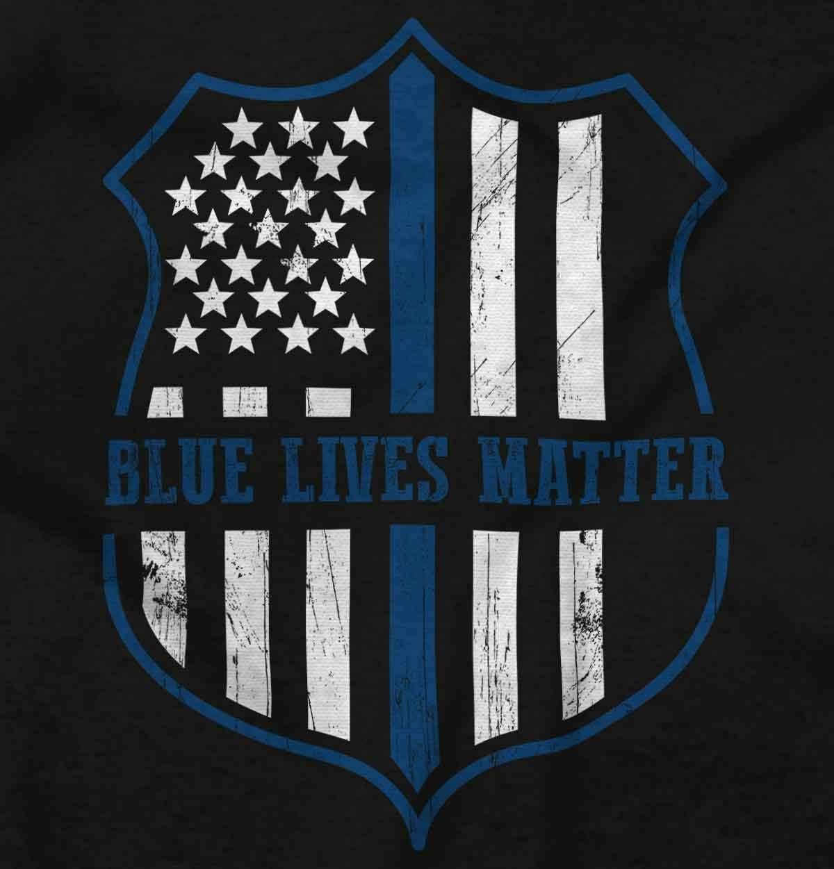 imageBrisco Brands Blue Line American Flag Police Badge Hoodie Sweatshirt Women MenBlack