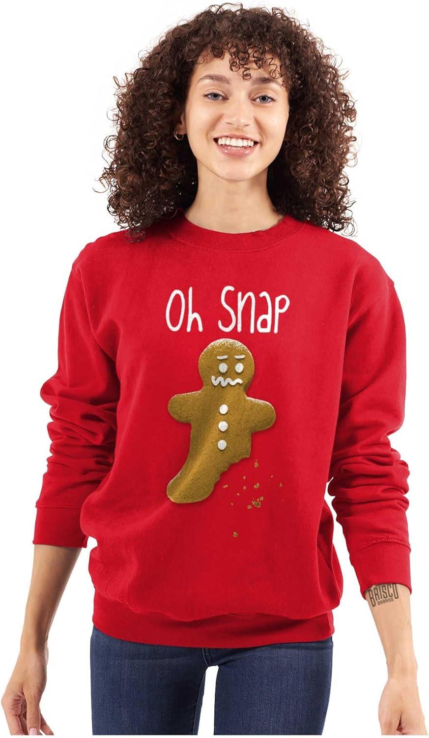 imageBrisco Brands Christmas Oh Snap Gingerbread Sweatshirt for Men or WomenRed