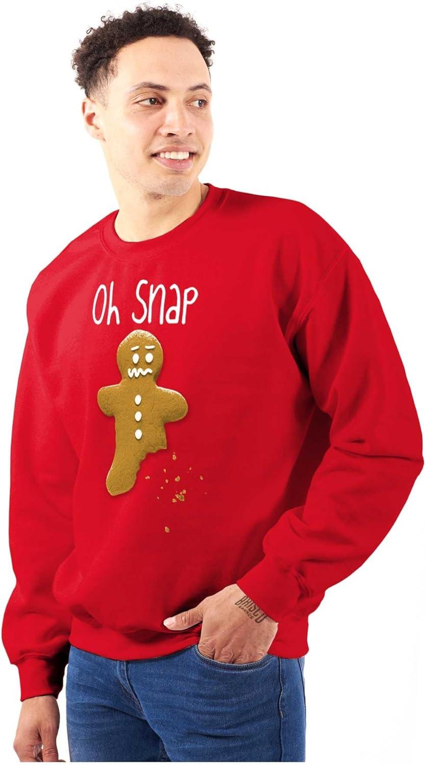 imageBrisco Brands Christmas Oh Snap Gingerbread Sweatshirt for Men or WomenRed