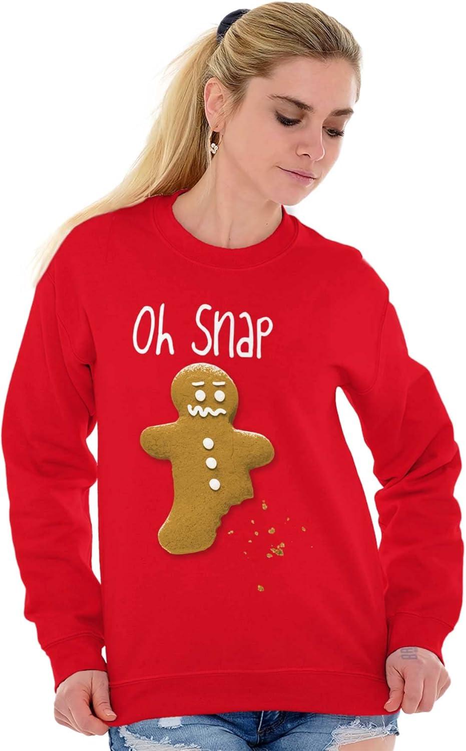 imageBrisco Brands Christmas Oh Snap Gingerbread Sweatshirt for Men or WomenRed