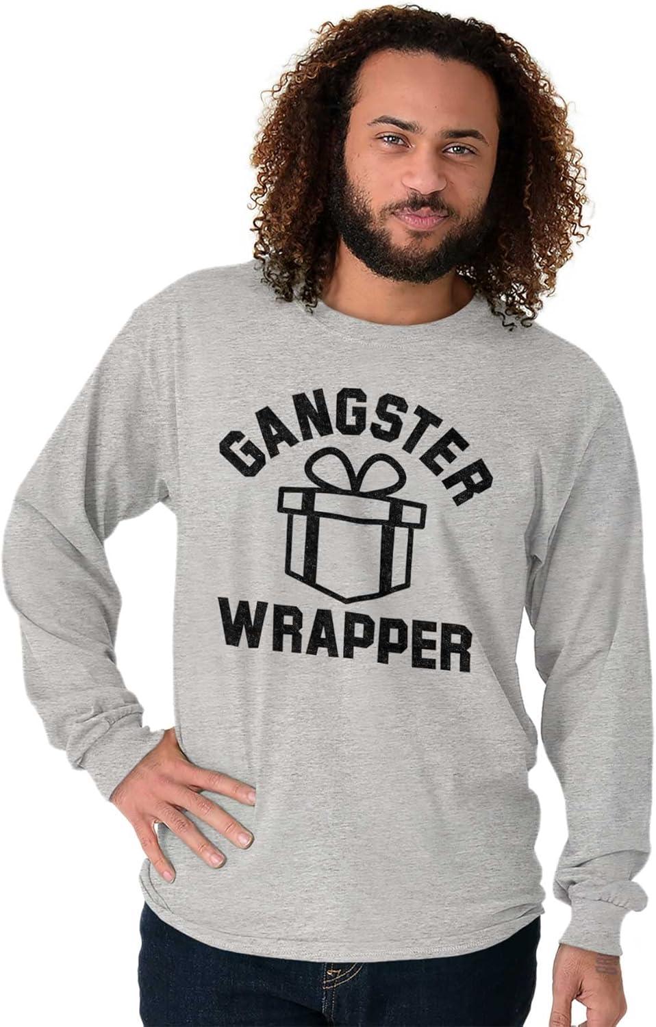 imageBrisco Brands Gangster Wrapper Long Sleeve Tshirt Men WomenSport Grey