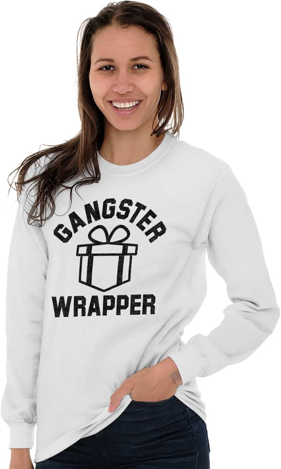 imageBrisco Brands Gangster Wrapper Long Sleeve Tshirt Men WomenWhite
