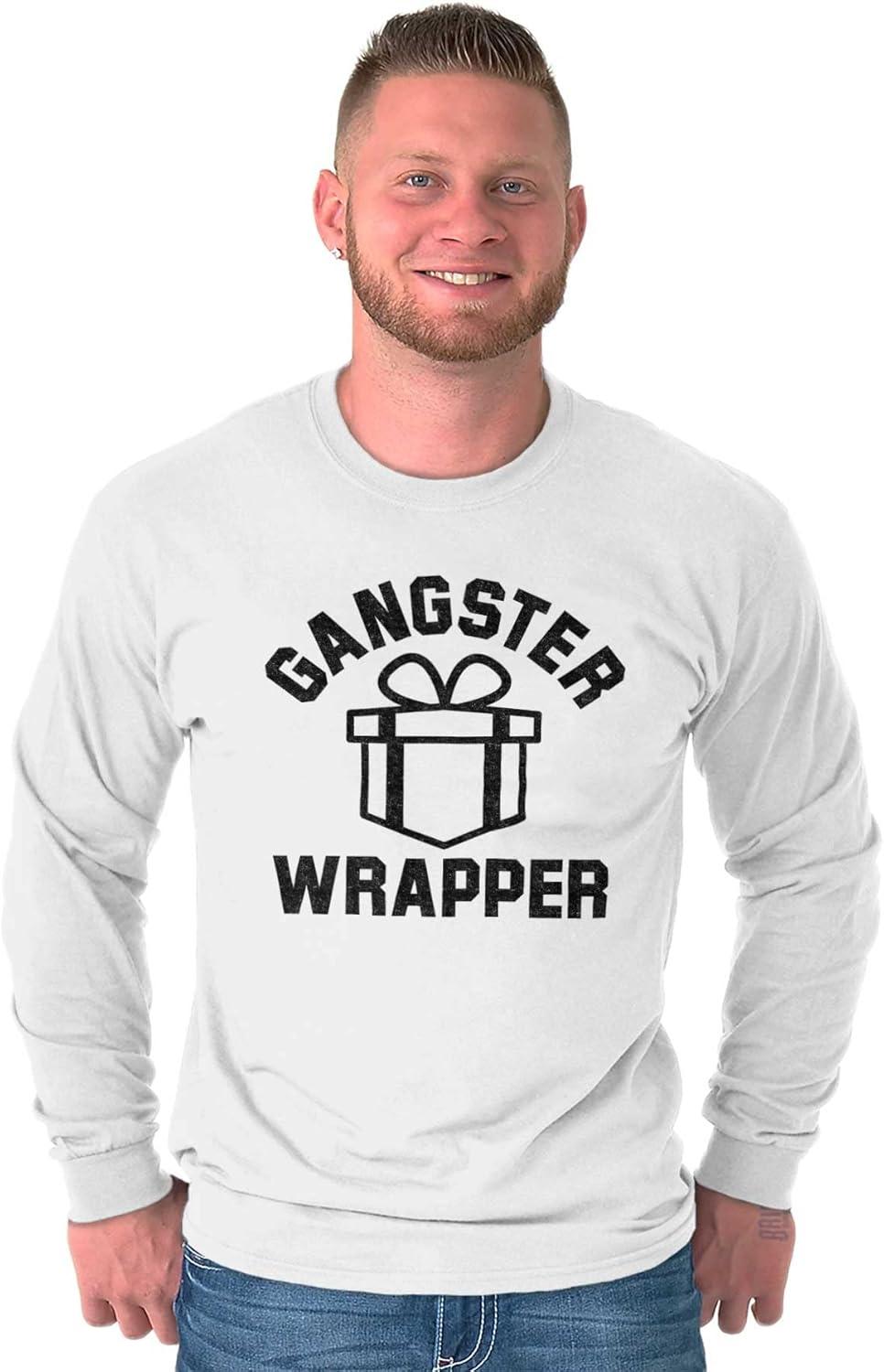 imageBrisco Brands Gangster Wrapper Long Sleeve Tshirt Men WomenWhite