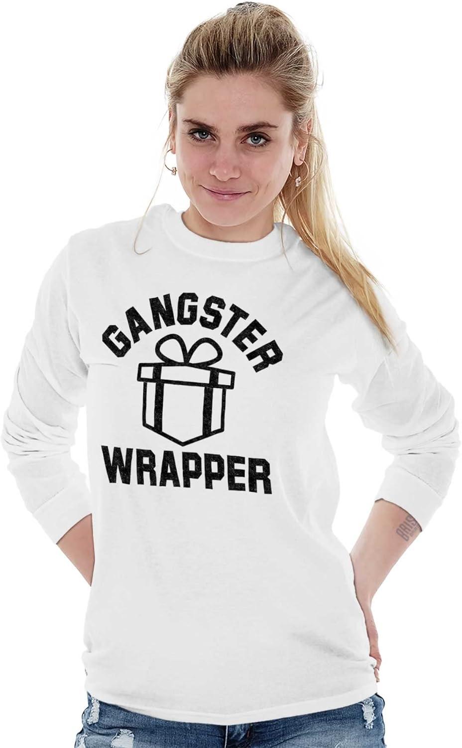imageBrisco Brands Gangster Wrapper Long Sleeve Tshirt Men WomenWhite