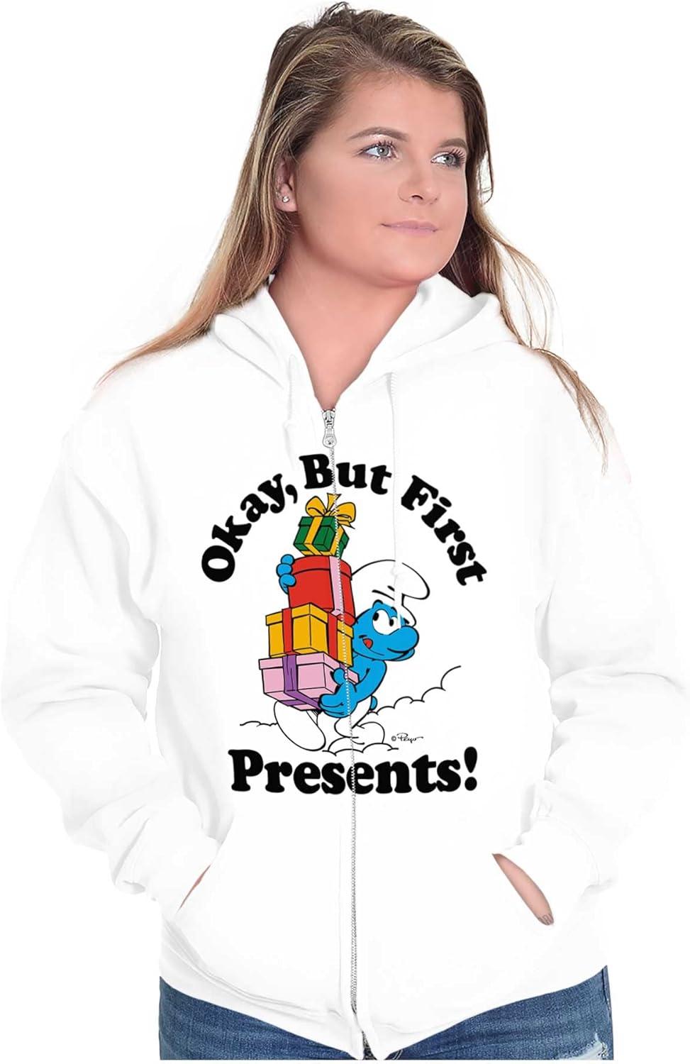 imageBrisco Brands Smurfs Cartoon Zip Up Hoodie Mens WomensWhite