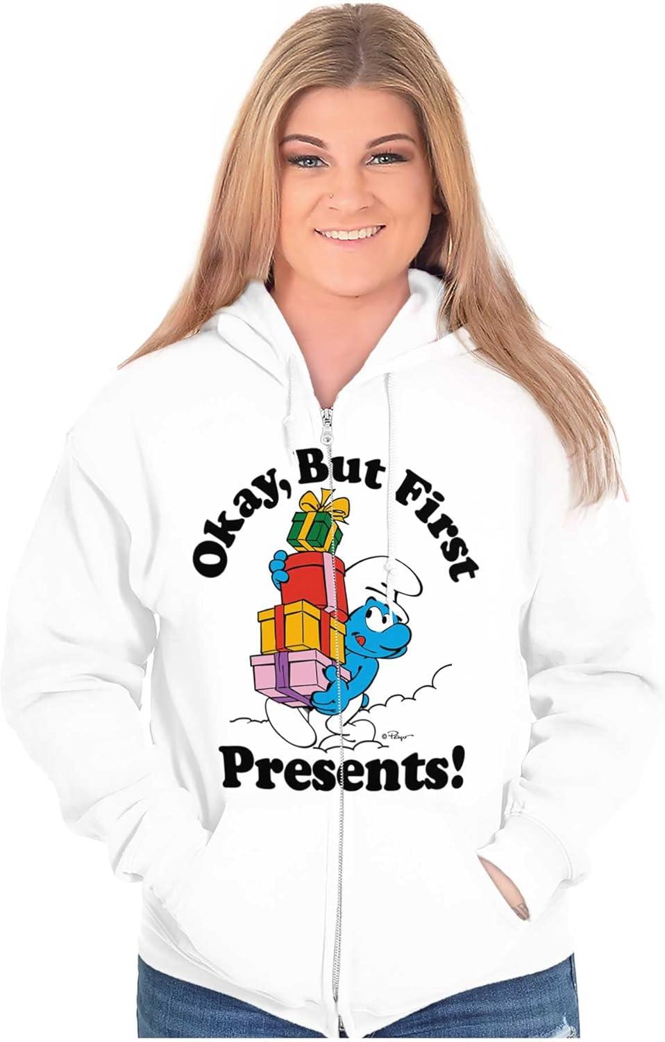 imageBrisco Brands Smurfs Cartoon Zip Up Hoodie Mens WomensWhite