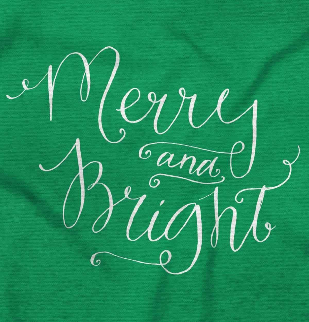 imageCute Christmas Merry and Bright Womens Slim Fit Graphic Tee Irish Green