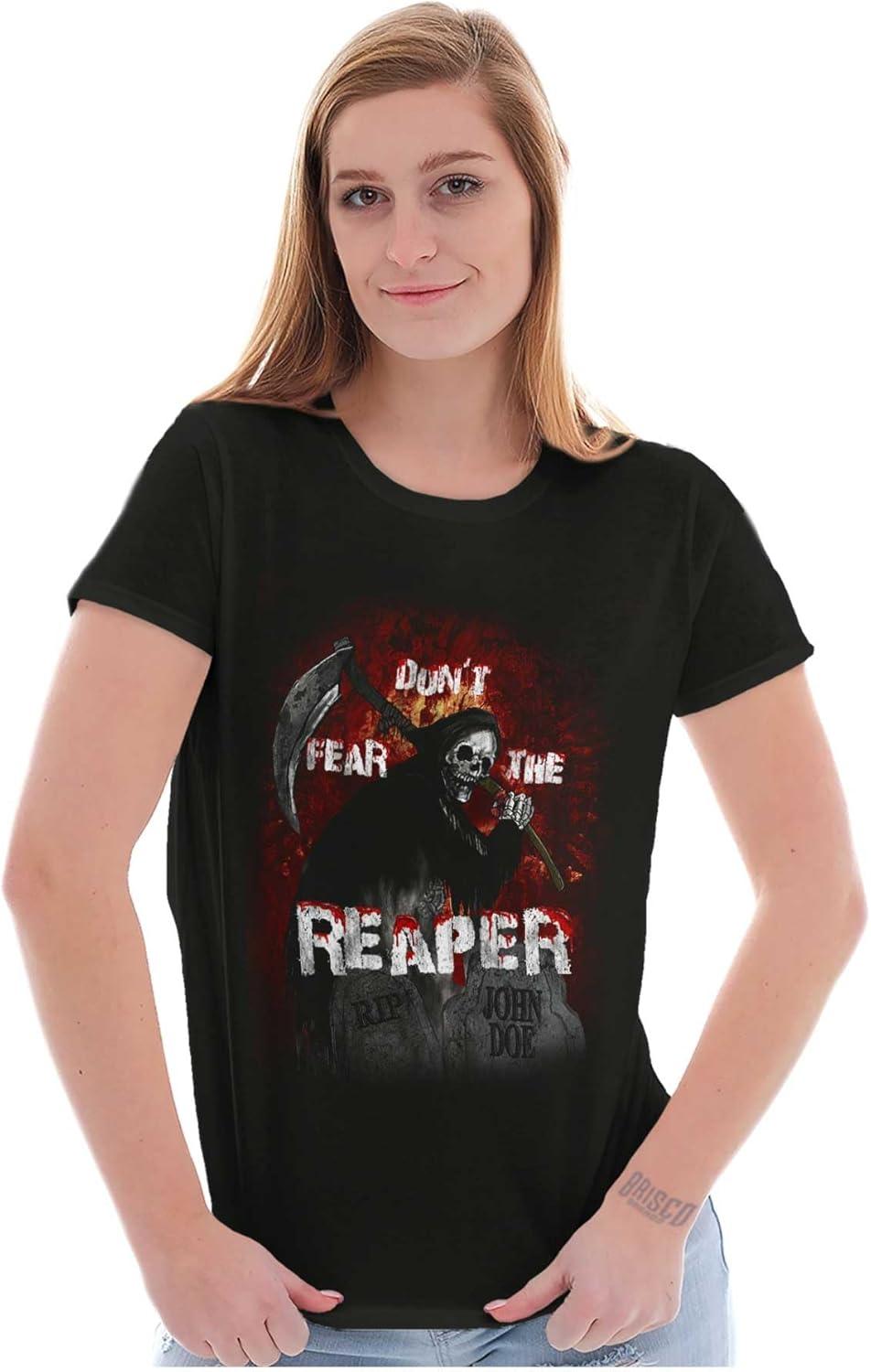 imageHalloween Dont Fear The Reaper Womens Slim Fit Graphic TeeBlack