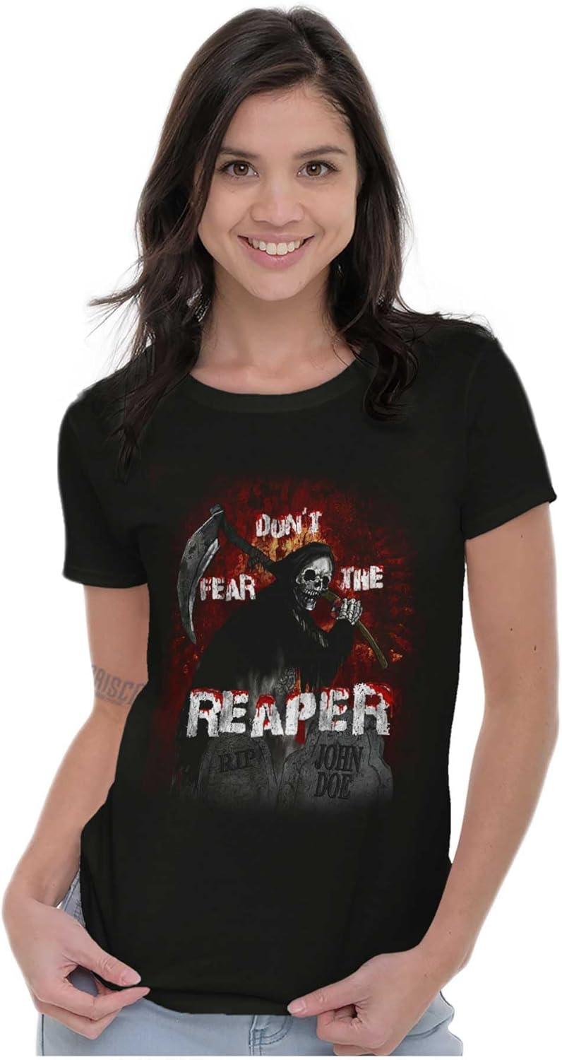 imageHalloween Dont Fear The Reaper Womens Slim Fit Graphic TeeBlack