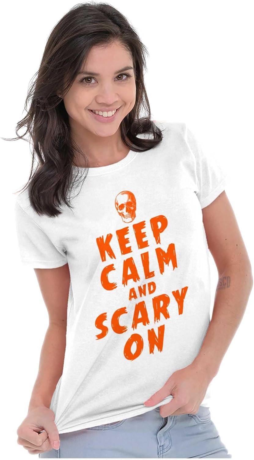 imageHalloween Keep Calm and Scary On Womens Slim Fit Graphic TeeWhite