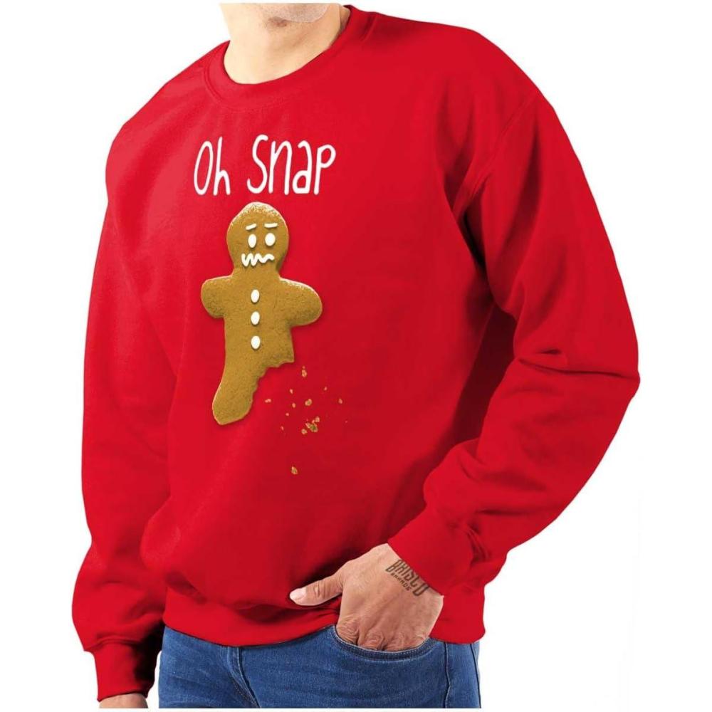 imageBrisco Brands Christmas Oh Snap Gingerbread Sweatshirt for Men or WomenRed