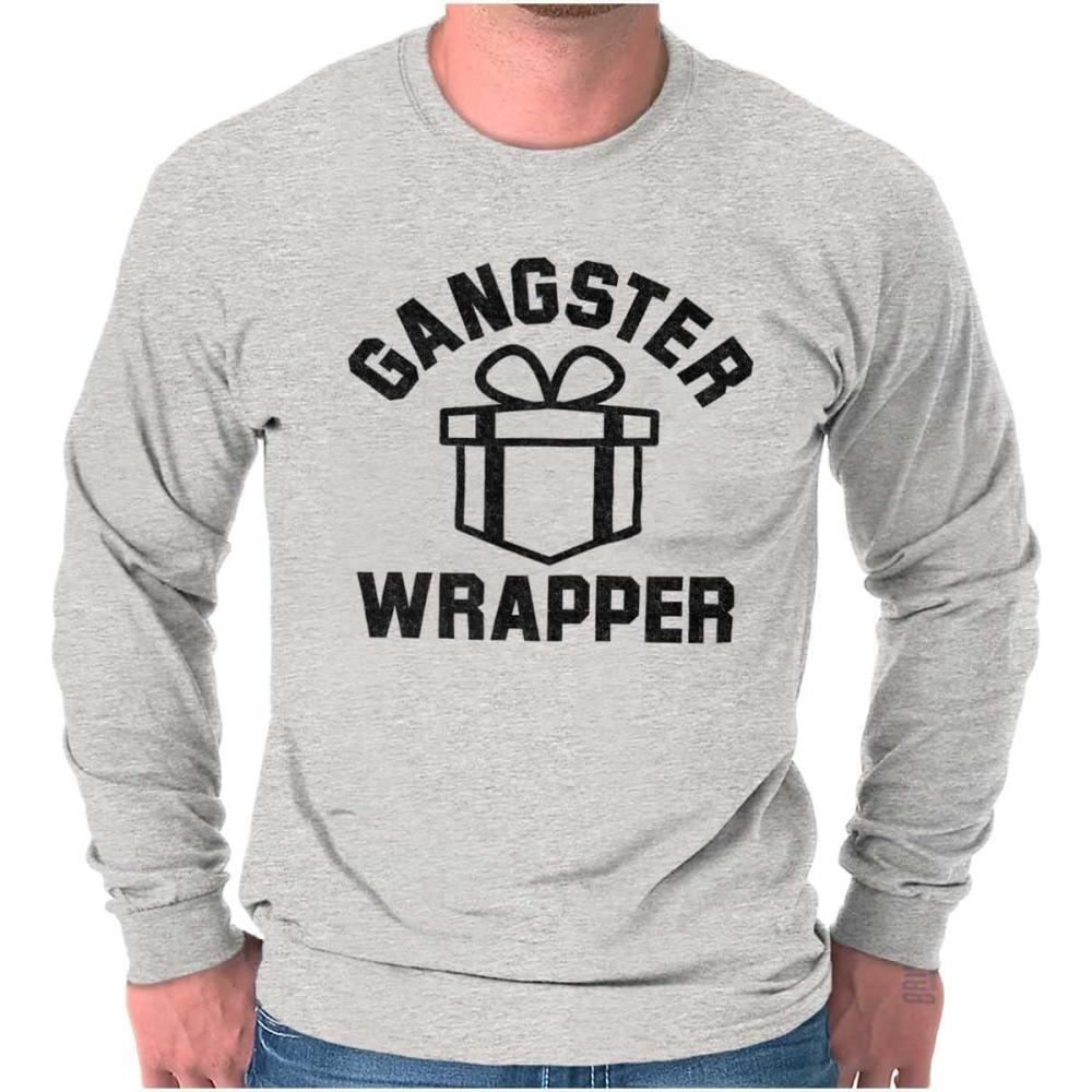 imageBrisco Brands Gangster Wrapper Long Sleeve Tshirt Men WomenSport Grey