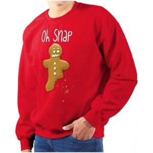 Brisco Brands Christmas Oh Snap Gingerbread Sweatshirt for Men or Women(Red)