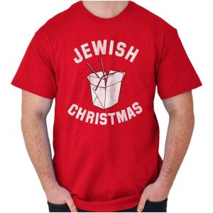 Brisco Brands Jewish Christmas Chinese Takeout Graphic T Shirt Men or Women(Red)