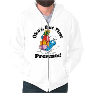 Brisco Brands Smurfs Cartoon Zip Up Hoodie Mens Womens(White)
