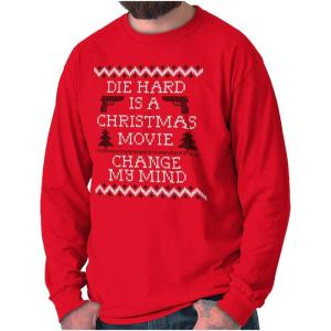 Christmas Movie Change My Mind Long Sleeve Tshirt Men Women(Red)