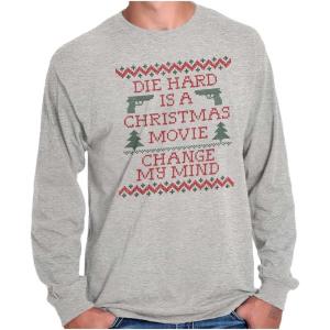 Christmas Movie Change My Mind Long Sleeve Tshirt Men Women(Sport Grey)