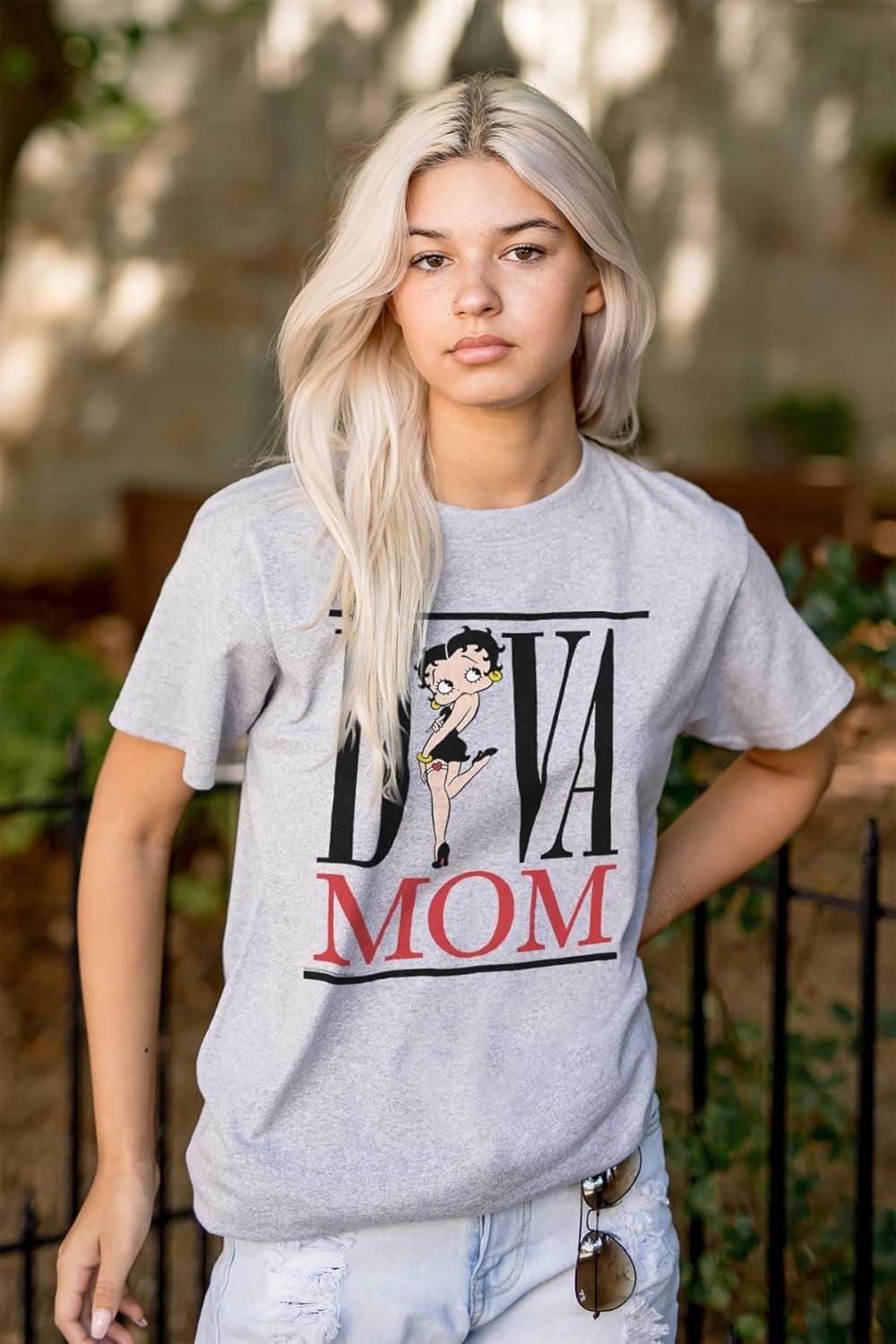 imageBetty Boop Diva Mom Best Mothers Day Womens Graphic T Shirt TeesSport Grey