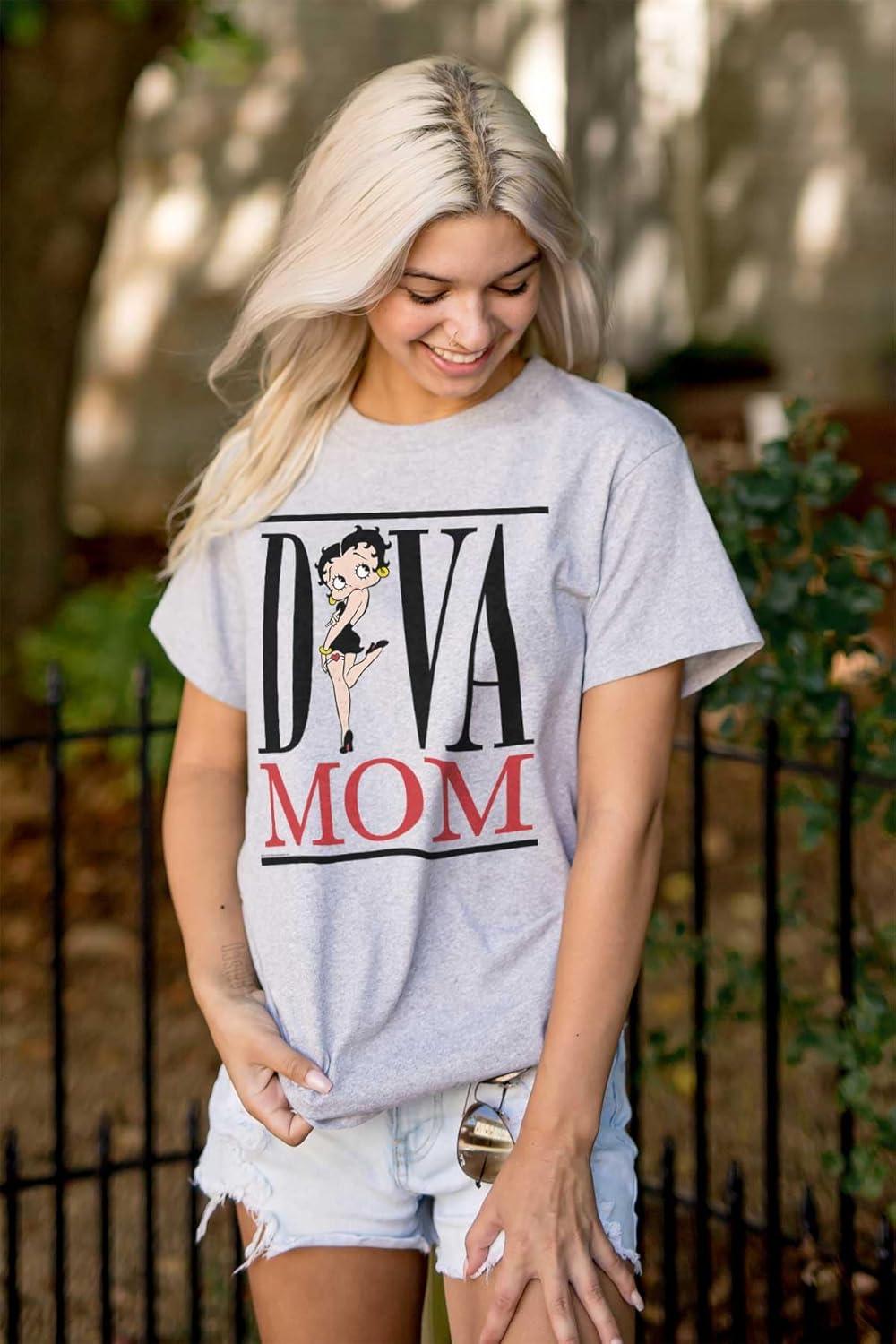 imageBetty Boop Diva Mom Best Mothers Day Womens Graphic T Shirt TeesSport Grey