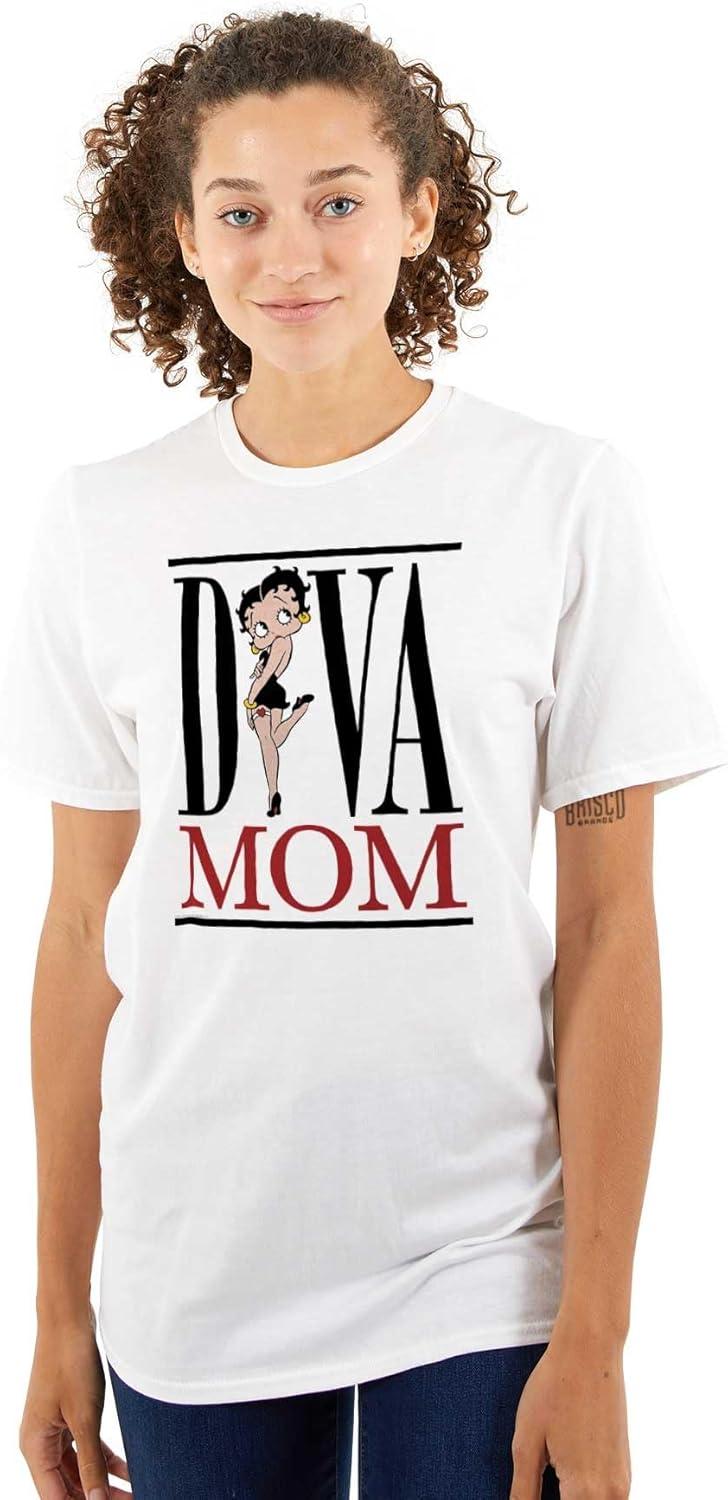 imageBetty Boop Diva Mom Best Mothers Day Womens Graphic T Shirt TeesWhite