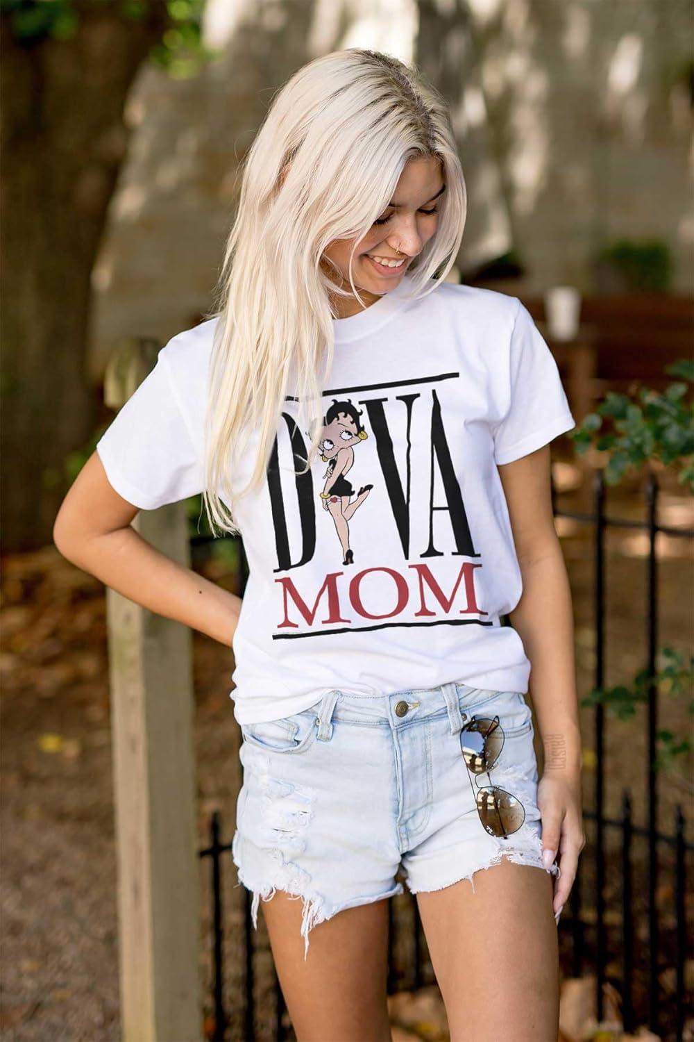 imageBetty Boop Diva Mom Best Mothers Day Womens Graphic T Shirt TeesWhite