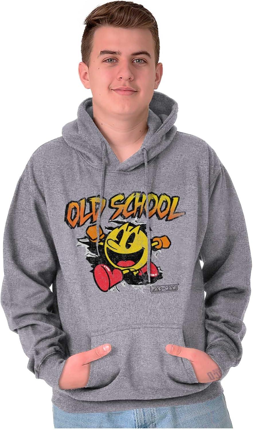imageBrisco Brands Retro Old School Arcade Game PACMAN Hoodie Sweatshirt Women MenSport Grey