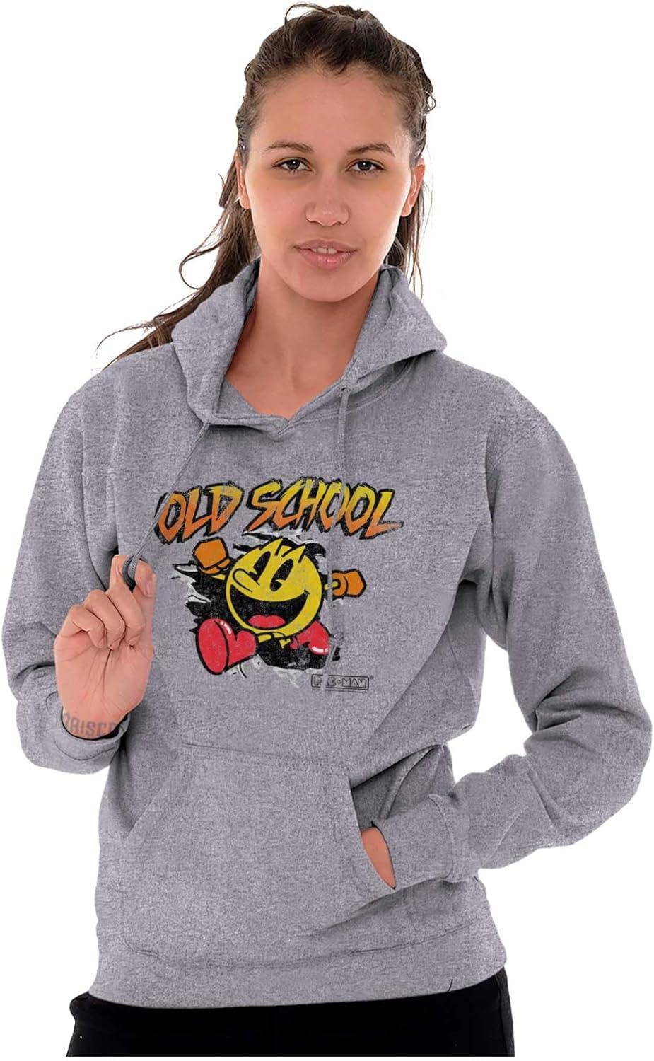 imageBrisco Brands Retro Old School Arcade Game PACMAN Hoodie Sweatshirt Women MenSport Grey
